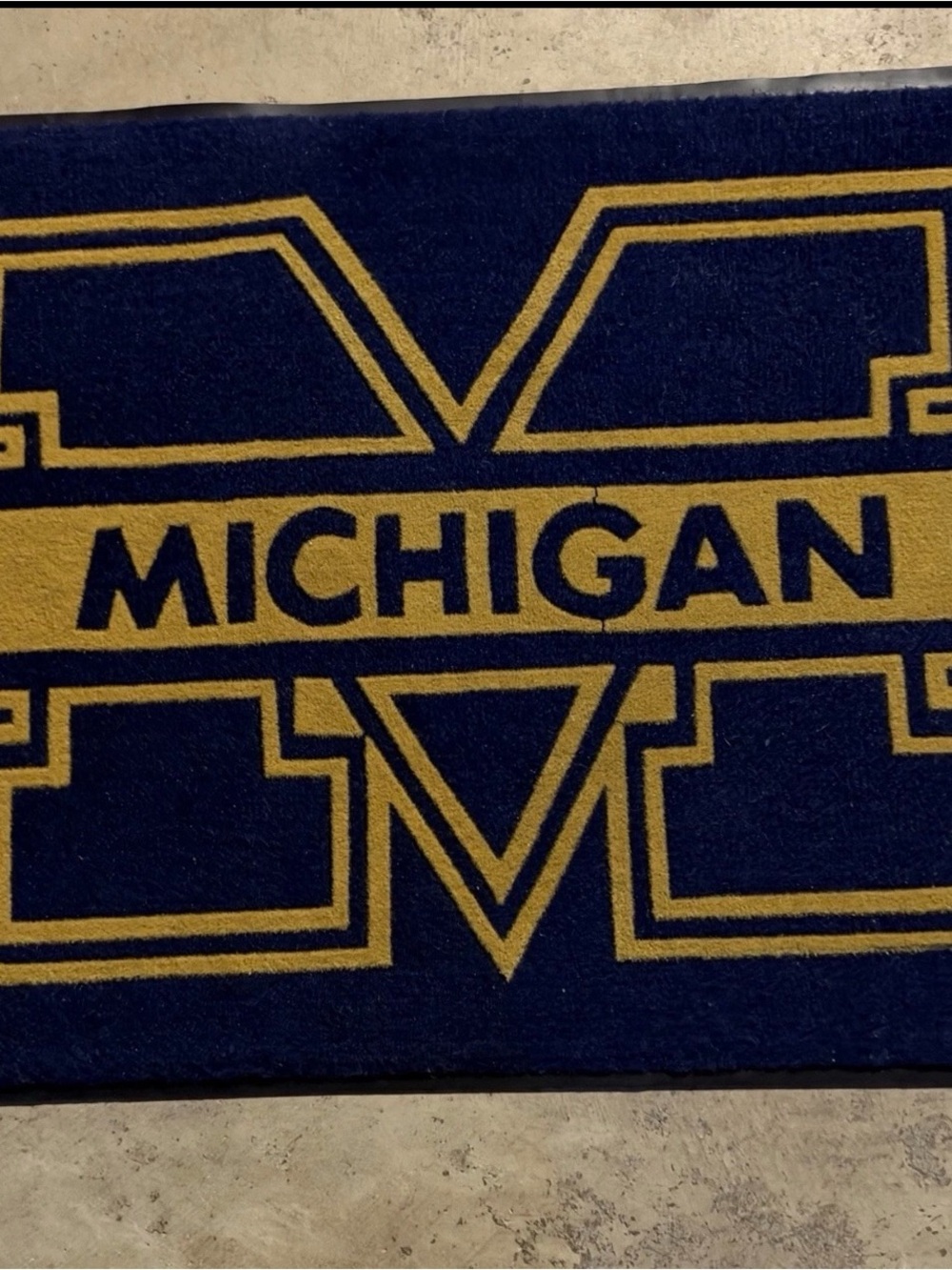 Michigan Logo Navy and Yellow Welcome Mat - Home Accents